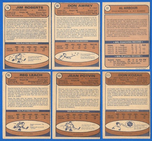1974-75 OPC O PEE CHEE NHL HOCKEY CARD ERROR & VARIATION 1-132 SEE LIST - Picture 248 of 292