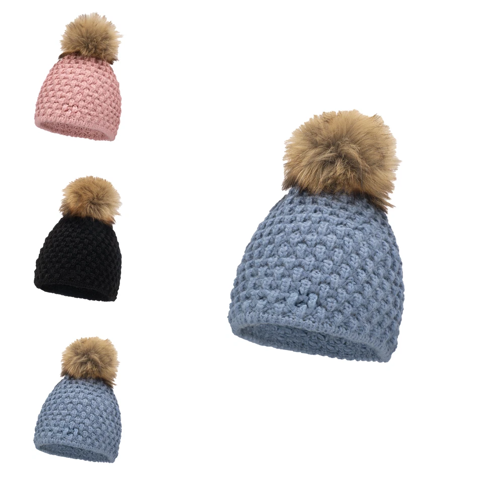 WITORU Mütze und Schal Set Damen Winter - Strickmütze Strickschal mit Echtwoll-Anteil