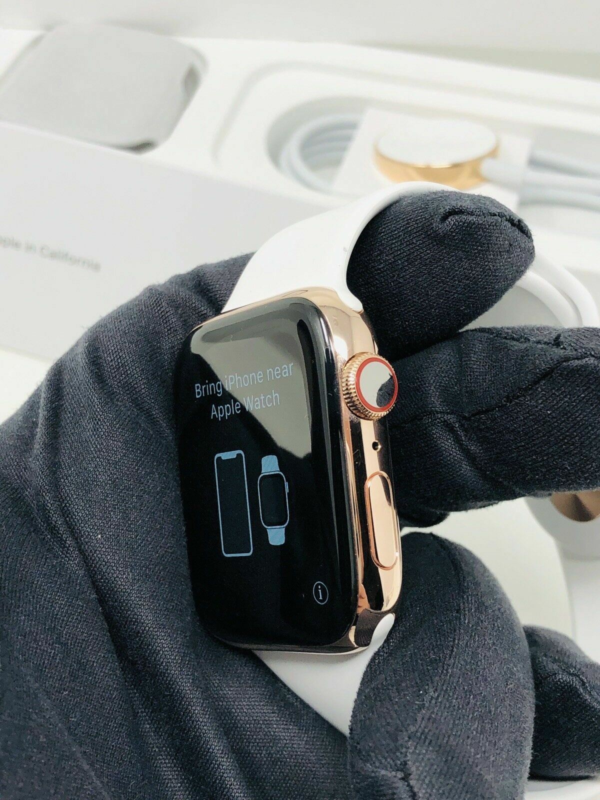 24K Rose Gold Plated 44MM Apple Watch SERIES 4 With White Sport Band