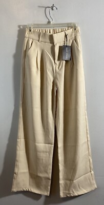 Daisy Grace Beige Wide-Leg Tailored Pants Size-XS