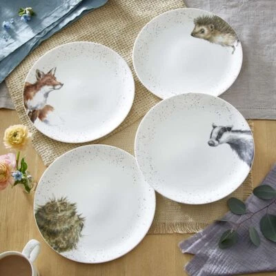 Royal Worcester Wrendale Designs Coupe Dinner Plate (Badger, Hedgehog, Fox, Owl)