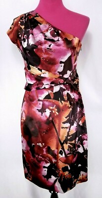 TAHARI Danika Dress One Shoulder ABSTRACT MSRP $248 Size 6