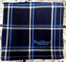 MAN NAVY BLUE HANDKERCHIEF COTTON ART POCKET SQUARE 18" CLASSIC CHECKS VINTAGE