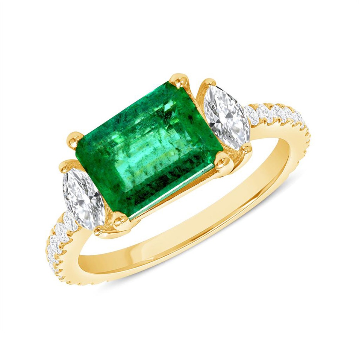 1.61 CT Zambian Emerald & 0.67 CT Diamonds in 14K Yellow