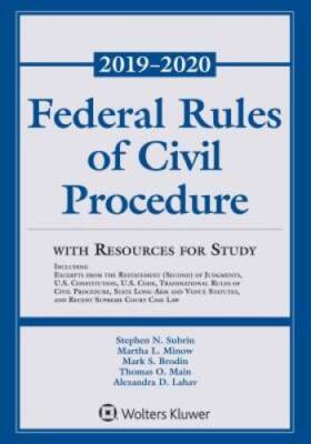 Federal Rules of Civil Procedure with Resources for Study, 2019-2020 Stat - GOOD