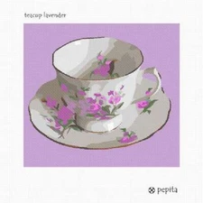 Teacup Lavender Needlepoint Kit or Canvas