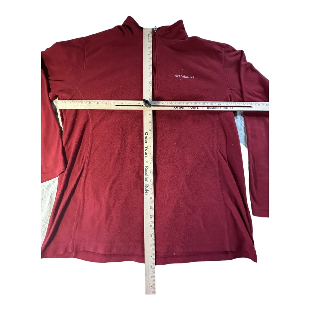 Columbia Red Polyester Men's Fleece 1/4 Zip Pullover Light Jacket