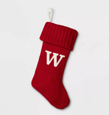 RED Letter W Knit Monogram Stocking WONDERSHOP Christmas FULL Size NEW