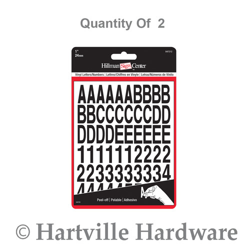 Hillman Letters Numbers,1" Die Cut Blk