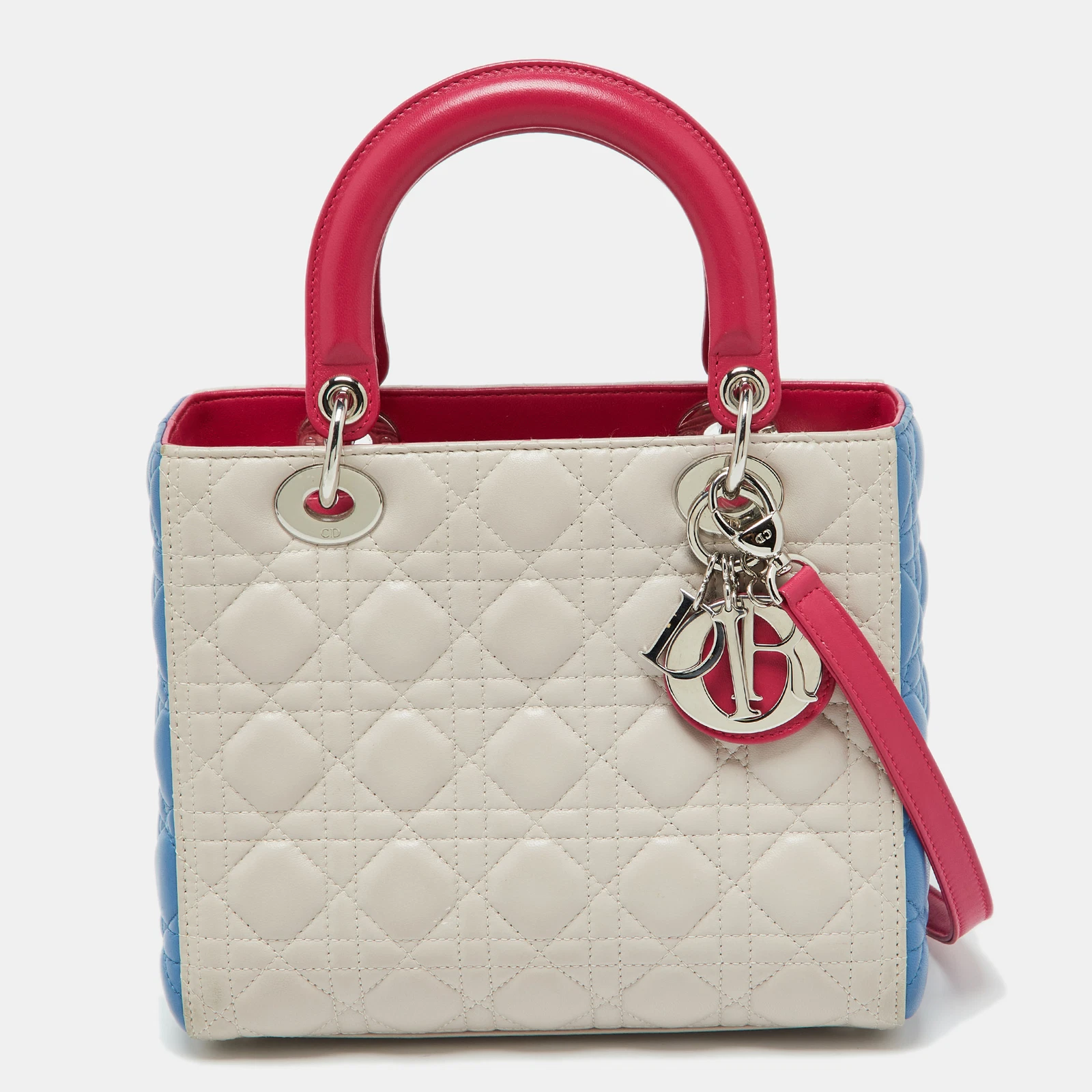 Sac fourre tout Dior multicolore en cuir cannage moyen Lady Dior