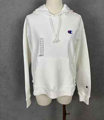Champion Women's Reverse Weave Hoodie Pocket White Small