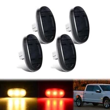 4 PCS 3 LED Red Amber Wheel Fender Side Marker Lights Smoked Lens Compatible