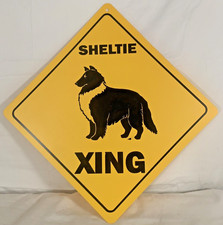 Indoor/Outdoor DOG Warning/Crossing "XING" Plastic 12" Yellow sign SHELTIE