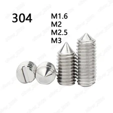 304 Stainless Steel Slotted Set Screws With Cone Point M1.6 M2 M2.5 M3