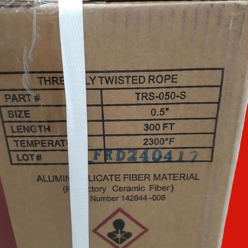 Taofibre TRS-050-S 0.5" 2300°F Three-Ply Twisted Ceramic Fiber Rope, 300FT - Picture 5 of 5