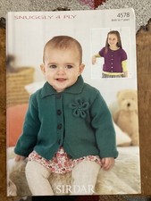 Baby Knitting Patterns 4 ply Cardigans With Collar  16-26”  Sirdar 4578