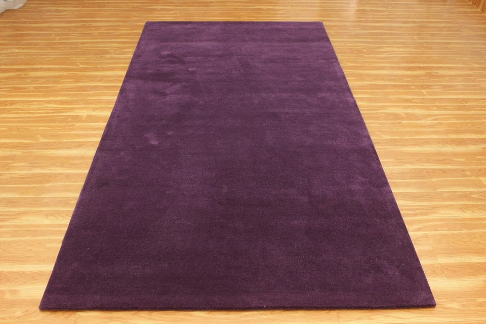 Handmade Tufted 100% Wool Area Rugs Modern Living Room Purple Carpets 4x6 5x8 Ft - Image 2 of 4