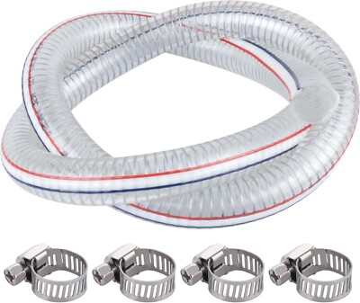 #ad 1quot; ID x 5FT Steel Wire PVC Reinforced Suction Hose High Pressure Vinyl $37.99