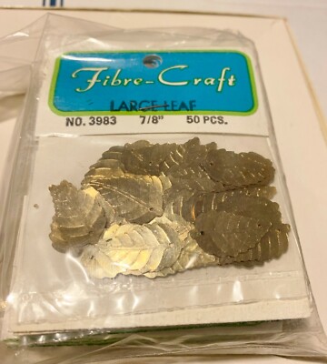 Vtg Fibre Craft Gold Leaf Crafts 3983 7/8'' LOT of 36 Packs of 50 NIP Christmas