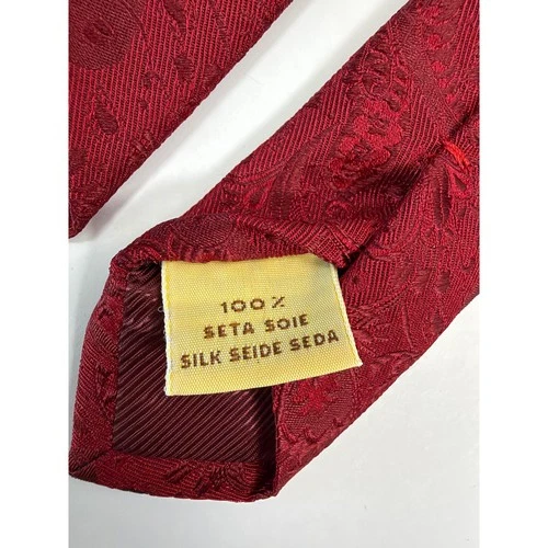 Villa Bolgheri Italia 100% Silk Tie Burgundy Red Paisley Jacquard Made Italy image 4