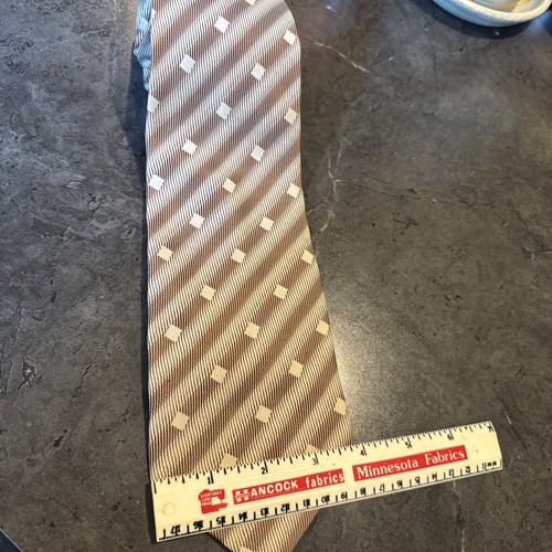 Roberto Cellini Tie Brown Strip Polyester 59" L - 3.7/8 W Diamond Pattern - Picture 18 of 18