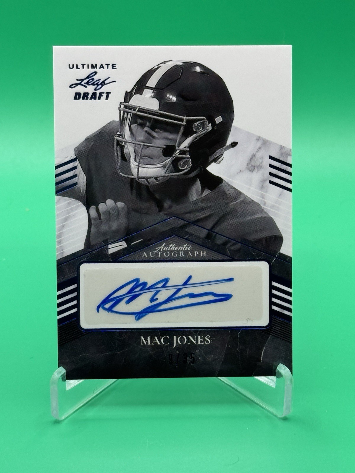 Mac Jones Leaf Metal Draft Autograph Portrait #PAMJ1 Black Marble