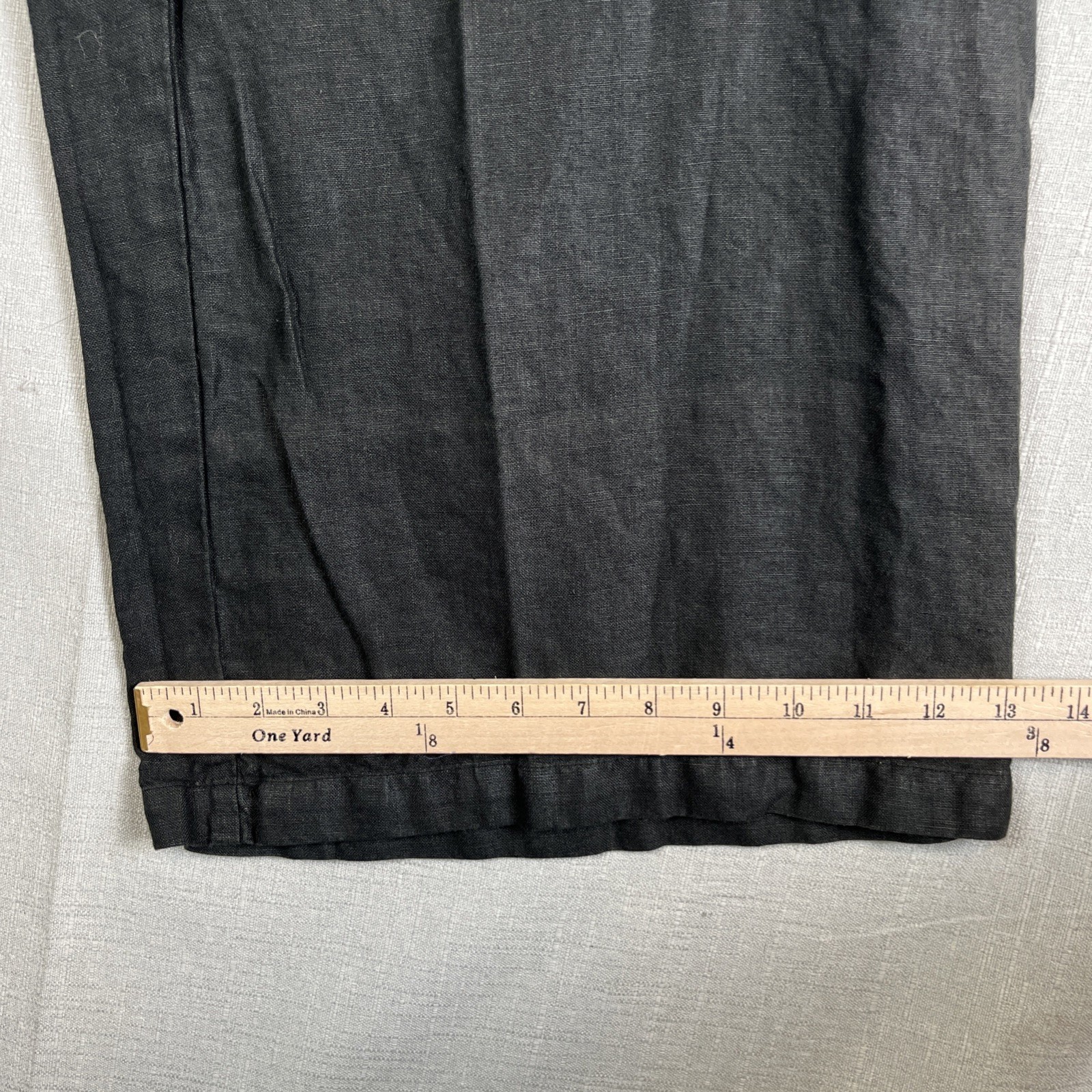 KLEEN Lagenlook 100% LINEN PANTS Size XS 0 2 Black Crop Wide Leg Comfort Pull On