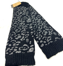 Leg Warmers w A Silver Leopard Print Design in BLACK By CC Exclusives NWT Womens