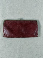 Women's Hobo Double Frame Embossed Leather Clutch Lauren Wallet In Burgundy/Red
