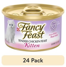 24 pack Fancy Feast Kitten Food Wet Cat Food Chicken Feast & Milk 3 oz Can 6.90 per gallon