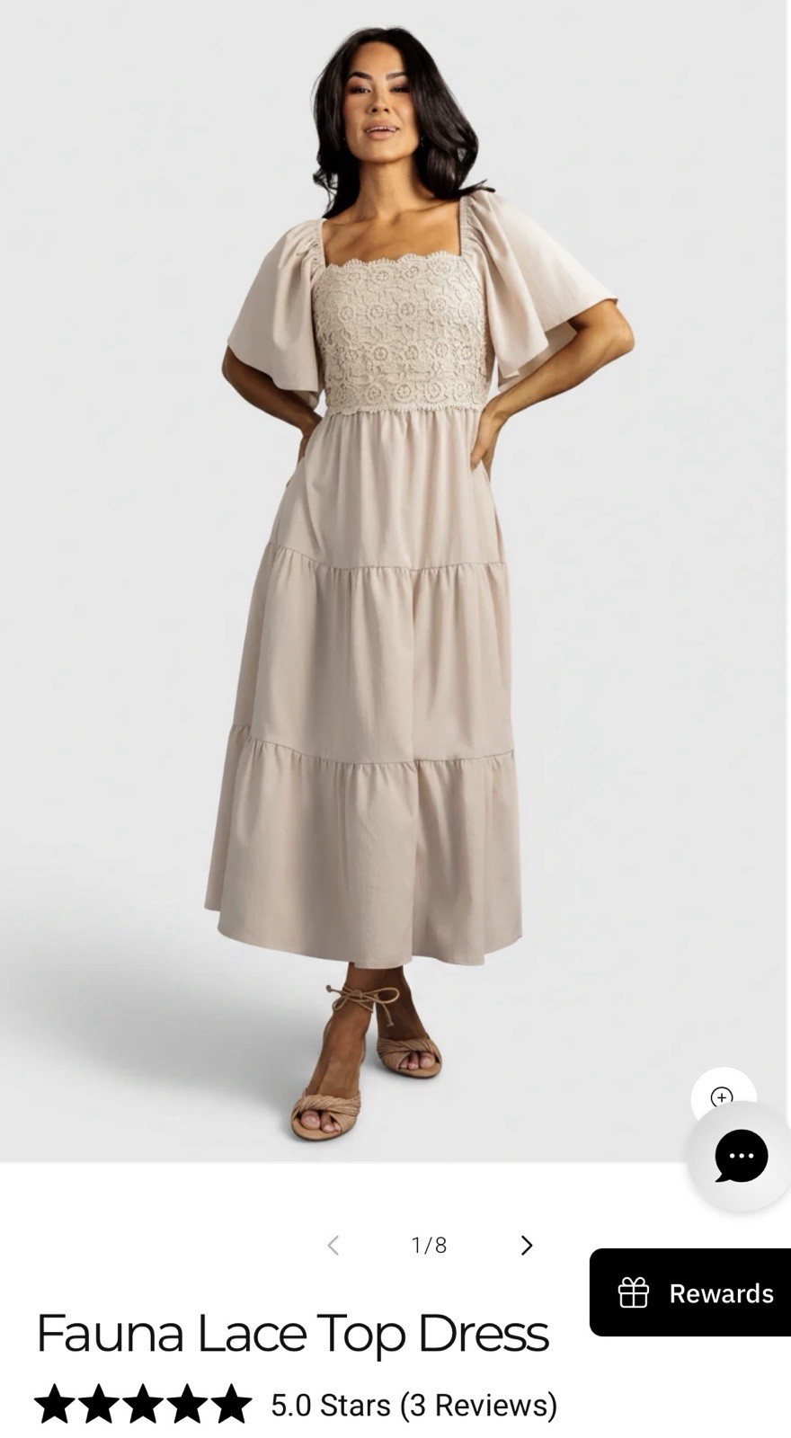 Baltic Born Fauna Lace Top Midi Dress In Natural Color 3 Tier Skirt Large NWT