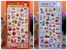 Peanuts Snoopy 3D Puffy 2pk RB Drop Stickers Sheet Hard Plastic Bonbon Style   