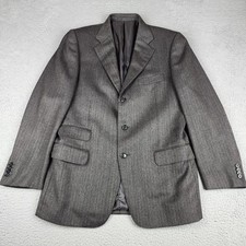Ermenegildo Zegna Blazer Mens 42 IT 52 Gray Harringbone Wool 3 Button Jacket