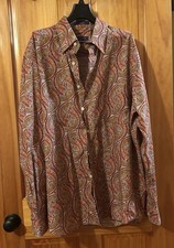 Alan Flusser Men's Cotton Woven Paisley Button-Up Shirt Multicolor XL
