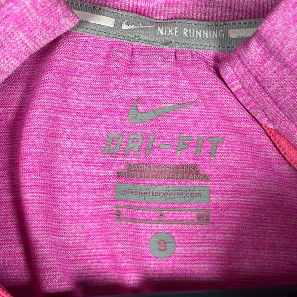 Pulôver Nike Element feminino pequeno rosa Dri Fit 1/4 zíper corrida top furos para polegar - Imagem 4 de 4