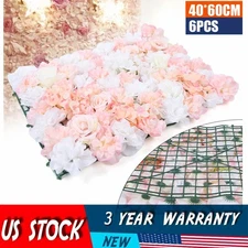 6 Pcs Artificial Silk Flower Wall Panel Floral Backdrop Party Wedding Decoration