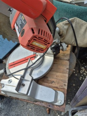 HomeCraft Corded Electric Miter Saw, Red/Gray.