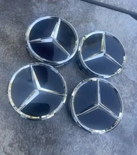 Set of 4 75MM Wheel Center Rim Caps Hubcaps for Mercedes-Benz AMG Black Wreath
