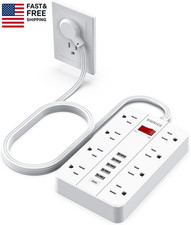 Power Strip with Usb,Surge Protector Flat Plug with 8 Widely Spaced Outlets