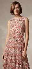 Jigsaw lightweight multicolour print sleeveless floaty midi dress 10 12 🇬🇧 vgc