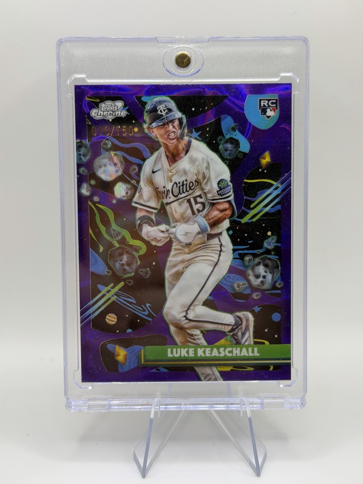 2025 Topps Cosmic Chrome - Luke Keaschall #153 Purple Nebula Refractor /150 (RC)