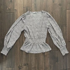 Sienna Sky Floral Boho V-Neck Peplum Blouse S