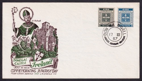 Ireland, 1957 St. Patrick's Day FDC. Scarce 'STAEHLE' Cachet. 'DONEGAL' CDS