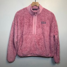 Vineyard Vines Youth Girls Pink Sherpa Fleece Half Zip Pullover Size Large 14/16