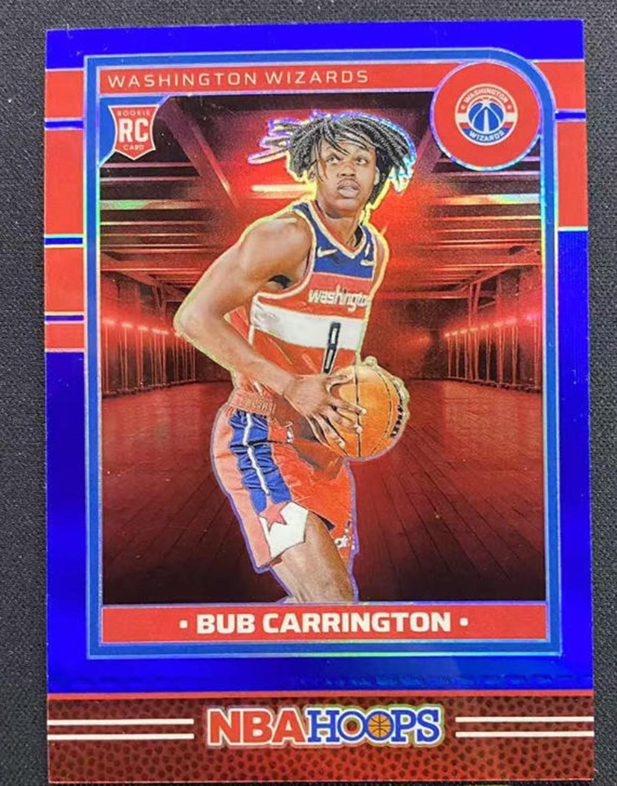 Bub Carrington 2024-25 Panini NBA Hoops Premium Blue Prizm 45/49 RC #244
