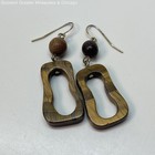 Artisan Tiger's Eye & Wood Dangle Earrings 10.0g — photo 3