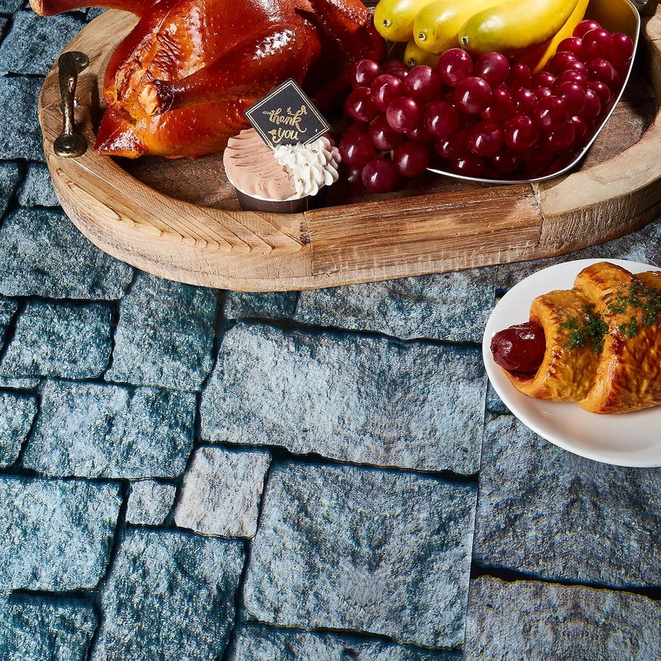 3 paquetes de manteles de adoquines con estampado de piedra mantel decorativo de mesa medieval Foto 4 de 4