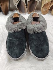 UGG Black Gray Shearling Suede Slippers Men's Size 11 Cozy Comfort Slip-On Shoes