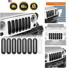 Matte Black Grill Inserts Front Mesh Grille Cover For 2007-2015 Jeep Jk Wrang...