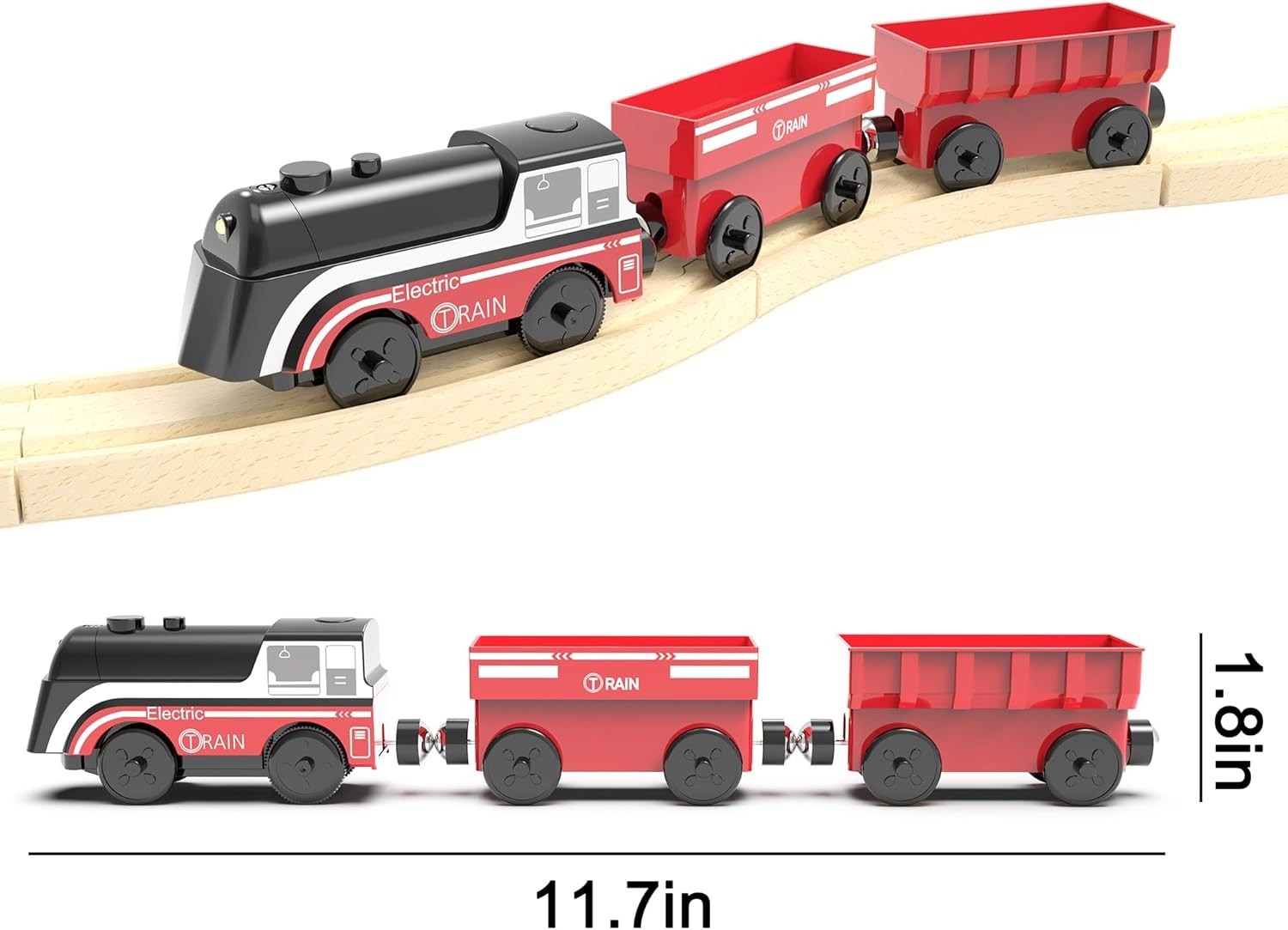 Battery Operated Train for Wooden Track, Motorized Train for Toddlers 3+ Year...